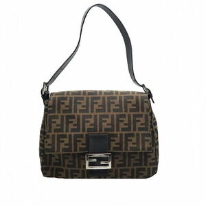 Fendi Maa Bucket Shoulder Bag Canvas Leather Zucca Pattern